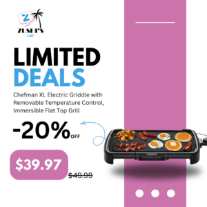 Chefman XL Electric Griddle with Removable Temperature Control, Immersible Flat Top Grill, Burger, Eggs, Pancake Griddle, Nonstick Extra Large Cooking Surface, Slide Out Drip Tray, 10 x 20 Inch