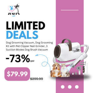 Dog Grooming Vacuum, Dog Grooming Kit with Pet Clipper Nail Grinder, 3 Suction Modes Dog Brush Vacuum with 6 Pet Grooming Tools (Brown)