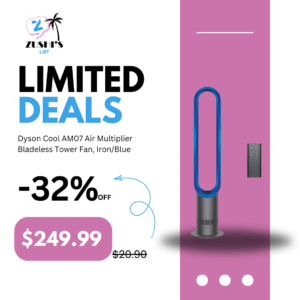 Dyson Cool AM07 Air Multiplier Bladeless Tower Fan, Iron/Blue