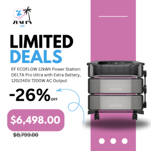 EF ECOFLOW 12kWh Power Station: DELTA Pro Ultra with Extra Battery, 120/240V 7200W AC Output, Lifepo4 Home Battery Backup Expandable to 90kWh, Solar Generator for Home Use, Emergency, Camping, RV