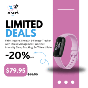Fitbit Inspire 3 Health &-Fitness-Tracker with Stress Management, Workout Intensity, Sleep Tracking, 24/7 Heart Rate and more, Lilac Bliss/Black, One Size (S & L Bands Included)
