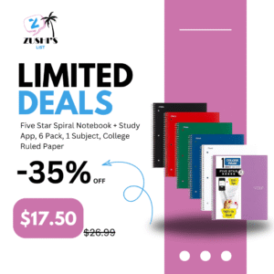 Five Star Spiral Notebook + Study App, 6 Pack, 1 Subject, College Ruled Paper, 8-1/2" x 11", 100 Sheets, Fights Ink Bleed, Water Resistant Cover, Assorted Colors (38052)