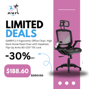 GABRYLLY Ergonomic Office Chair, High Back Home Desk Chair with Headrest, Flip-Up Arms, 90-120° Tilt Lock and Wide Cushion, Big and Tall Mesh Chairs for Man Woman, Black Task Chair
