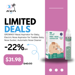 GROWNSY Nasal Aspirator for Baby, Electric Nose Aspirator for Toddler, Baby Nose Sucker, Automatic Nose Cleaner with 3 Silicone Tips, Adjustable Suctions, Music and Light Soothing Function (Green)