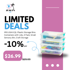 IRIS USA 6 Qt. Plastic Storage Bins Containers with Lids, 4 Pack, Small Sensory Bin, Craft Storage, Craft Organizers & Storage, Organizing Container for Home, Office & Art Supplies, Stackable, Clear