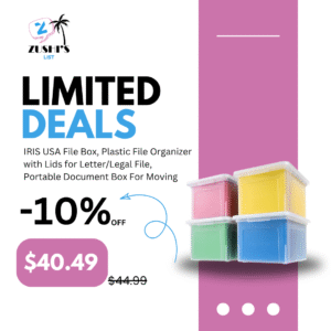 IRIS USA File Box, Plastic File Organizer with Lids for Letter/Legal File, Portable Document Box For Moving, Storage Bin with Durable and Secure Lid, Stackable Nestable BPA-Free, Clear 35 Qt. 4 Pack