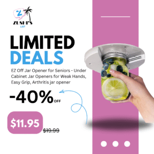 EZ Off Jar Opener for Seniors - Under Cabinet Jar Openers for Weak Hands, Easy Grip, Arthritis jar opener, One Handed Gadgets & Bottle Opener - Essential Kitchen Gadgets for Home Assistance - White