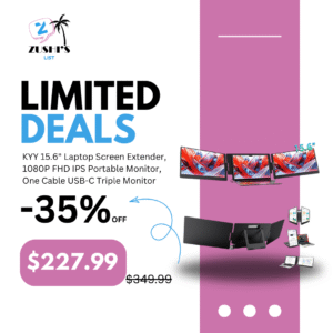 KYY 15.6" Laptop Screen Extender, 1080P FHD IPS Portable Monitor, One Cable USB-C Triple Monitor, Dual Travel Screen for 12"-17'' Laptops, 360° Rotation & Kickstand,X90D (Driver Need)