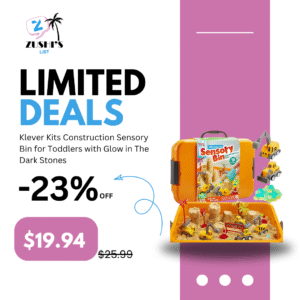 Klever Kits Construction Sensory Bin for Toddlers with Glow in The Dark Stones, Sandbox with Lid Castle Building kit, Preschool Learning Activities Gifts for Boys Girls Age 3+