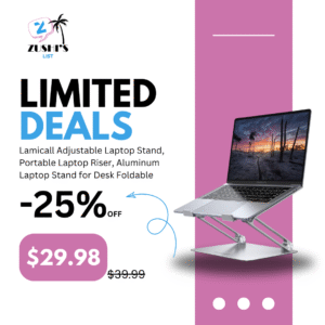 Lamicall Adjustable Laptop Stand, Portable Laptop Riser, Aluminum Laptop Stand for Desk Foldable, Ergonomic Computer Notebook Stand Holder for MacBook Air Pro, Dell XPS, HP (10-17.3'') - Silver