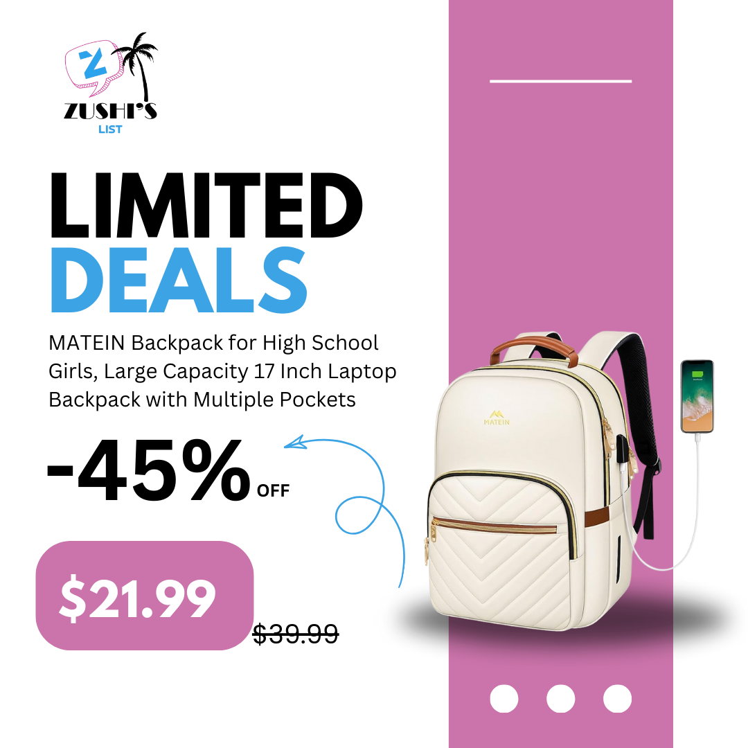MATEIN Backpack for High School Girls, Large Capacity 17 Inch Laptop Backpack with Multiple Pockets, Water Resistant College Work Bag with USB Charging Port, Lightweight Daypack for Travel, Beige