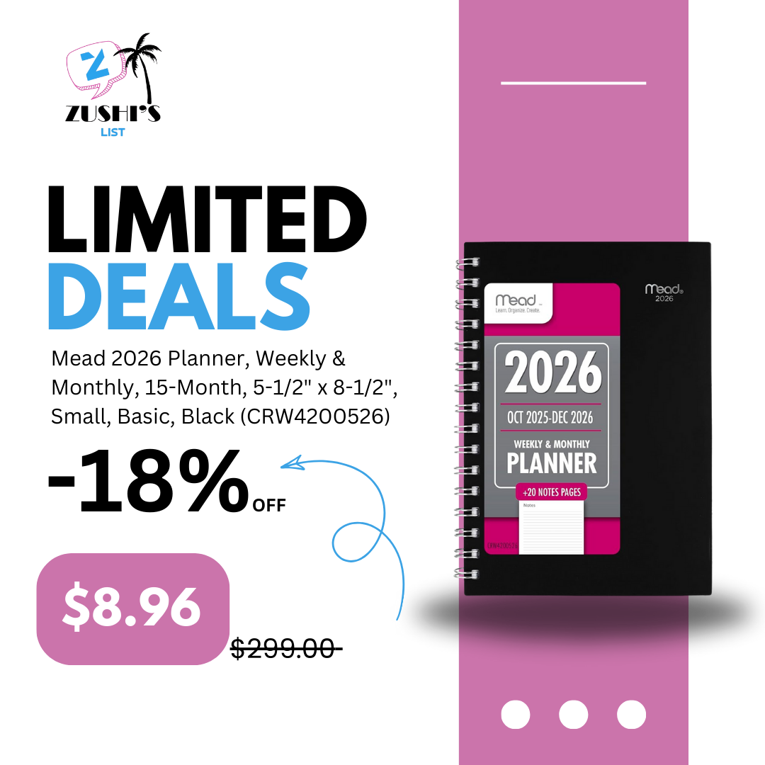 Mead 2026 Planner, Weekly & Monthly, 15-Month, 5-1/2" x 8-1/2", Small, Basic, Black (CRW4200526)