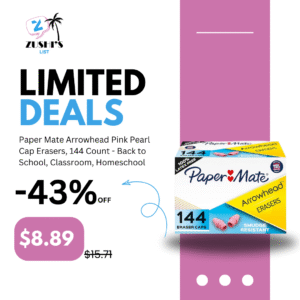 Paper Mate Arrowhead Pink Pearl Cap Erasers, 144 Count - Back to School, Classroom, Homeschool, Teacher Supplies