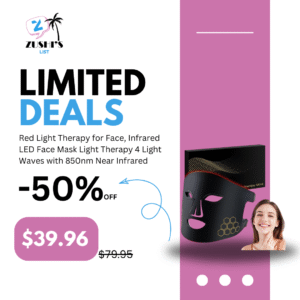 Red Light Therapy for Face, Infrared LED Face Mask Light Therapy 4 Light Waves with 850nm Near Infrared, Portable Rechargeable Red Light Therapy Mask Skincare Device for Facial Rejuvenation