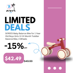 SEREED Baby Balance Bike for 1 Year Old Boys Girls 12-24 Month Toddler Balance Bike, 4 Wheels Toddler First Bike, First Birthday Gifts