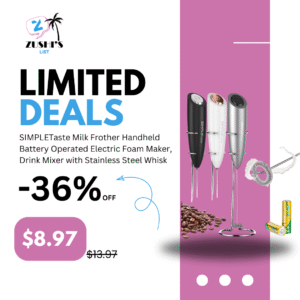 SIMPLETaste Milk Frother Handheld Battery Operated Electric Foam Maker, Drink Mixer with Stainless Steel Whisk and Stand for Cappuccino, Bulletproof Coffee, Latte