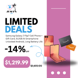 Samsung Galaxy Z Flip7 Cell Phone + Gift Card, 512GB AI Smartphone, Unlocked Android, Long Battery Life, 2025, US 1 Yr Manufacturer Warranty, Coral Red