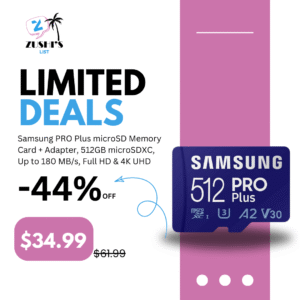 Samsung PRO Plus microSD Memory Card + Adapter, 512GB microSDXC, Up to 180 MB/s, Full HD & 4K UHD, UHS I, C10, U3, V30, A2, for Android Smartphones, Tablets, GoPRO, and DJI Drone (MB MD512SA/AM)
