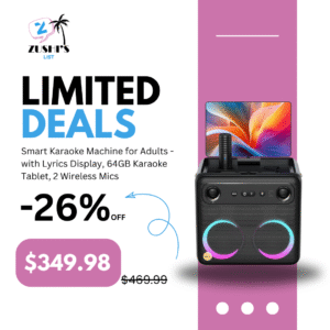 Smart Karaoke Machine for Adults - with Lyrics Display, 64GB Karaoke Tablet, 2 Wireless Mics, Professional Karaoke System, 300W Peak Power, 4 DJ Lights, Karaoke Speaker for Any Occasion