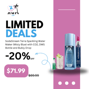 SodaStream Terra Sparkling Water Maker (Misty Blue) with CO2, DWS Bottle and Bubly Drop