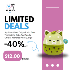 Squishmallows Original 14in Eitan The Matcha Boba Red Panda – Official Jazwares Plush (Large)