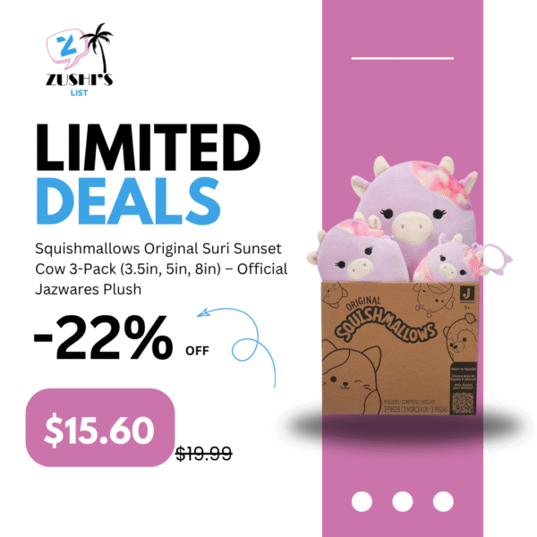 Squishmallows Original Suri Sunset Cow 3-Pack (3.5in, 5in, 8in) – Official Jazwares Plush