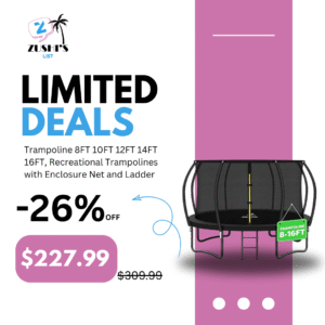 Trampoline 8FT 10FT 12FT 14FT 16FT, Recreational Trampolines with Enclosure Net and Ladder, Outdoor Anti-Rust Trampolines for Kids and Adults, ASTM Approved