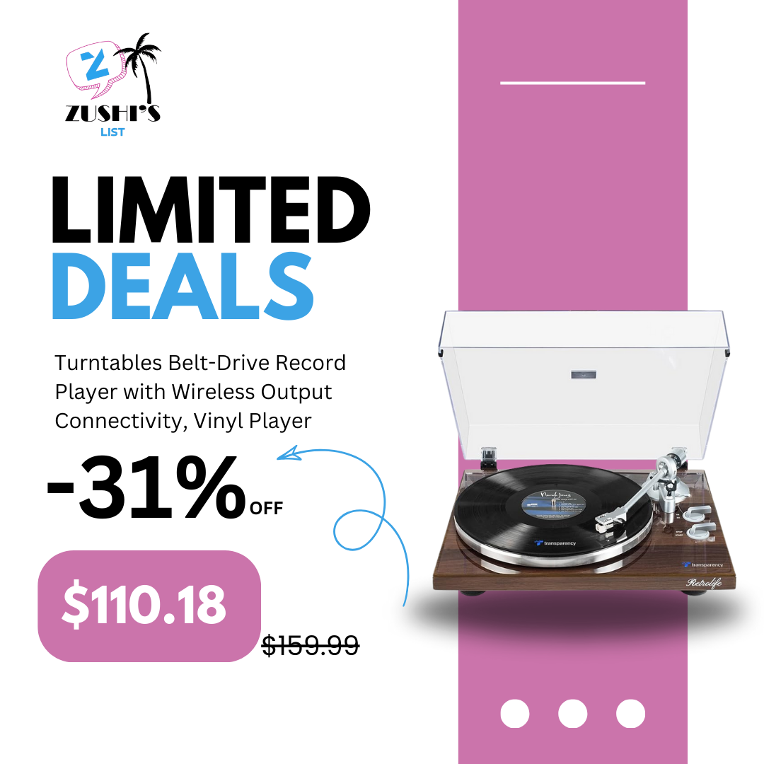 Turntables Belt-Drive Record Player with Wireless Output Connectivity, Vinyl Player Support 33&45 RPM Speed Phono Line USB Digital to PC Recording with Advanced Magnetic Cartridge&Counterweight
