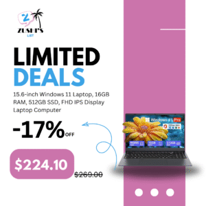 15.6-inch Windows 11 Laptop, 16GB RAM, 512GB SSD, FHD IPS Display Laptop Computer, Intel N5095 Quad Core, 2.4/5G WiFi, BT4.2 Backlit and Fingerprint, Lightweight and Portable