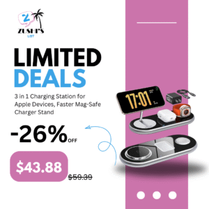 3 in 1 Charging Station for Apple Devices, Faster Mag-Safe Charger Stand, Magnetic Wireless Charger Station for iPhone 16 15 14 13 12 Pro Max Plus, Apple Watch iwacth & AirPods, Adjustable Angle