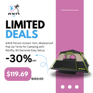 4/6/8 Person Instant Tent, Waterproof Pop Up Tents for Camping with Rainfly, 60 Seconds Easy Setup, Automatic Cabin Tent for Family Camping with Expandable Carry Bag & Upgraded Ventilation