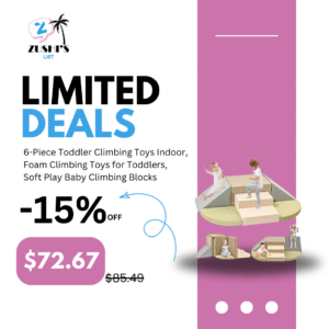 6-Piece Toddler Climbing Toys Indoor, Foam Climbing Toys for Toddlers, Soft Play Baby Climbing Blocks for Crawling and Sliding, Safe Climbing Play Set Indoor Gym Equipment for Toddler1-3, Infant, Baby