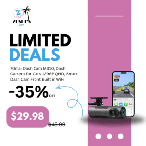 70mai Dash Cam M310, Dash Camera for Cars 1296P QHD, Smart Dash Cam Front Built in WiFi, 130° Wide-Angle FOV, WDR, Night Vision, iOS/Android Mobile App, Loop Recording, Parking Monitor, Time-Lapse