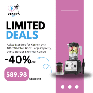 Aeitto Blenders for Kitchen with 1800W Motor, 68Oz. Large Capacity, 2-in-1 Blender & Grinder Combo, BPA-Free Countertop Professional Blender for Smoothies, Ice Crush, Frozen Drinks, Silver