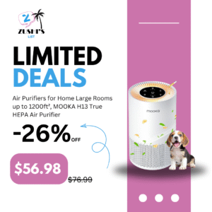 Air Purifiers for Home Large Rooms up to 1200ft², MOOKA H13 True HEPA Air Purifier for Bedroom Pets with Fragrance Sponge, Timer, Air Filter Cleaner for Smoke, Odor, Dander, Pollen (White)