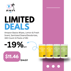 Amazon Basics Wipes, Lemon & Fresh Scent, Sanitizes/Cleans/Deodorizes, 340 Count (4 Packs of 85)