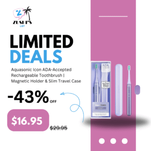 Aquasonic Icon ADA-Accepted Rechargeable Toothbrush | Magnetic Holder & Slim Travel Case | 2 Brushing Modes & Smart Timers | Gentle Micro-Vibrations (Lilac)