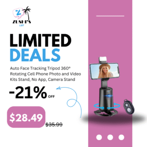Auto Face Tracking Tripod 360° Rotating Cell Phone Photo and Video Kits Stand, No App, Camera Stand with Remote and Gesture Control, Rechargeable Smart Shooting Stand for Live Recording Tiktok（Black）