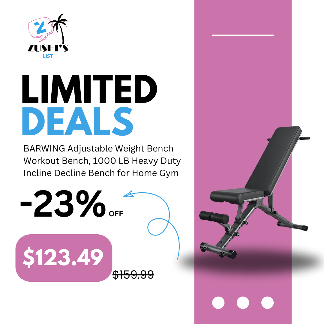 BARWING Adjustable Weight Bench Workout Bench, 1000 LB Heavy Duty Incline Decline Bench for Home Gym, Easy Assembly Foldable Training Lifting Bench, Ultra Short Gap 2025 New Version
