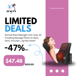 Boriwat Back Massager with Heat, 3D Kneading Massage Pillow for Back, Neck, Shoulder, Leg Pain Relief Deep Tissue, Gifts for Women Men Mom Dad