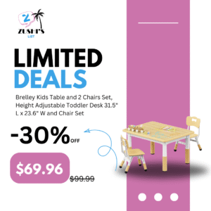Brelley Kids Table and 2 Chairs Set, Height Adjustable Toddler Desk 31.5" L x 23.6" W and Chair Set, Graffiti Desktop, Classroom/Daycare/Home, Children Multi-Activity Table for Ages 2-8