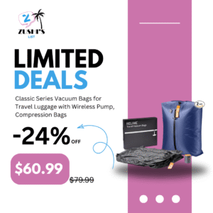 Classic Series Vacuum Bags for Travel Luggage with Wireless Pump, Compression Bags for Carry On Suitcases and Backpack, Vacuum Seal Packing cube for Cloth Packing (2PC + PUMP Gray & Blue)