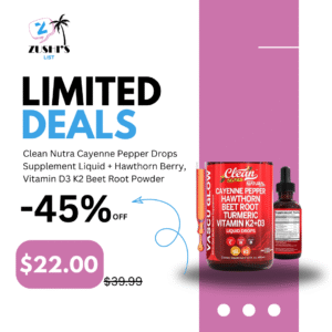Clean Nutra Cayenne Pepper Drops Supplement Liquid + Hawthorn Berry, Vitamin D3 K2 Beet Root Powder, Ceylon Cinnamon, Turmeric Curcumin, Organic Panax Ginseng, Berberine Extract 1 Pack