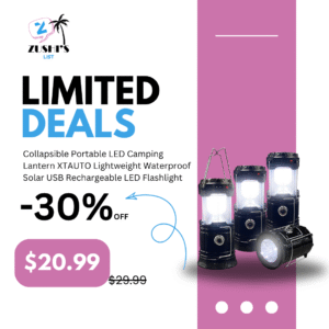 Collapsible Portable LED Camping Lantern XTAUTO Lightweight Waterproof Solar USB Rechargeable LED Flashlight Survival Kits for Indoor Outdoor Home Emergency Light Power Outages Hiking Hurricane 4-Pack