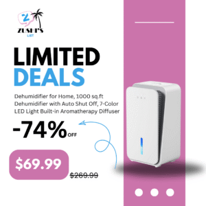 Dehumidifier for Home, 1000 sq.ft Dehumidifier with Auto Shut Off, 7-Color LED Light Built-in Aromatherapy Diffuser, Ultra-Quiet Dehumidifiers for Bedroom, Bathroom, Basement (White)