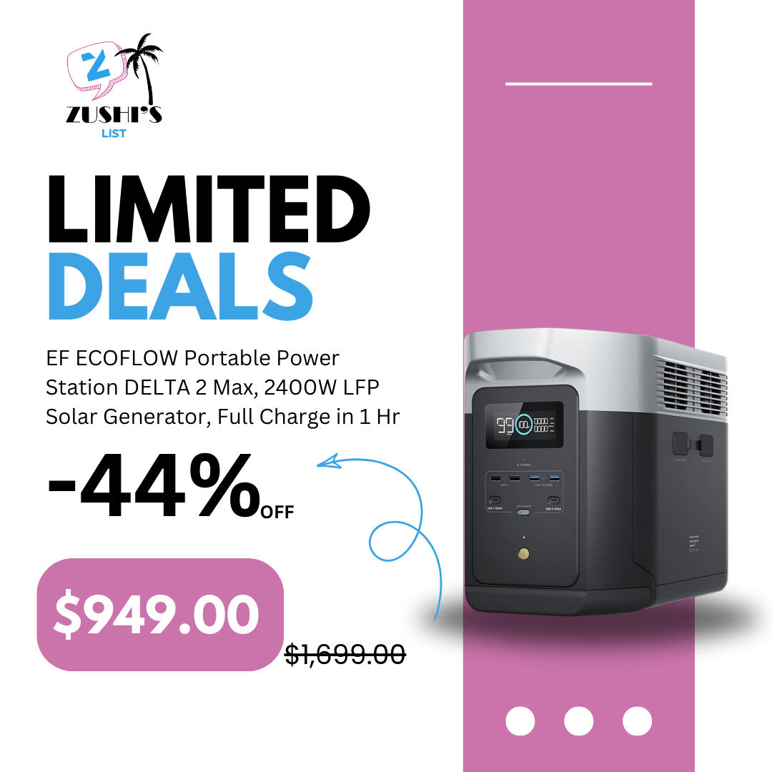 EF ECOFLOW Portable Power Station DELTA 2 Max, 2400W LFP Solar Generator, Full Charge in 1 Hr, 2048Wh Solar Powered Generator for Home Backup(Solar Panel Optional)