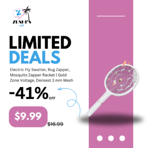 Electric Fly Swatter, Bug Zapper, Mosquito Zapper Racket | Gold Zone Voltage, Densest 3 mm Mesh, Apple-Like Weight - AA Battery Powered (not incl.) - Indoor & Outdoor Use with Pro Swat Tips