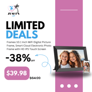 Frameo 10.1 Inch WiFi Digital Picture Frame, Smart Cloud Electronic Photo Frame with HD IPS Touch Screen Slideshow 32GB Memory Auto-Rotate Wall Mount, Share Photos/Videos from Phone by Frameo App