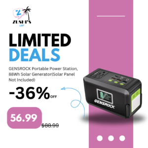 GENSROCK Portable Power Station, 88Wh Solar Generator(Solar Panel Not Included), Lithium Battery Power Bank with 110V/150W Peak AC Outlet, LED Flashlight for CPAP Home Camping Travel Emergency.