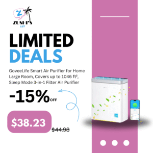 GoveeLife Smart Air Purifier for Home Large Room, Covers up to 1046 ft², Sleep Mode, 3-in-1 Filter Air Purifier with App Alexa Control for Pet Hair, Odors, Pollen and Smoke (no sensor)